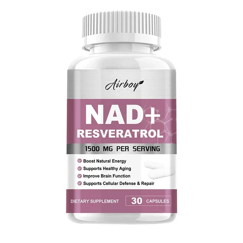NAD+ Resveratrol Supplements - Natural Energy, Anti-aging and Cellular Health, Strengthens The Immune System