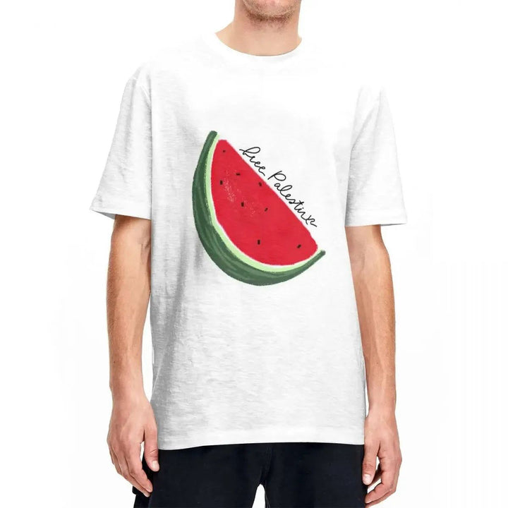 Palestine Watermelon T Shirt Men Cotton Tops Shirts Casual Palestinian Round Neck Short Sleeve