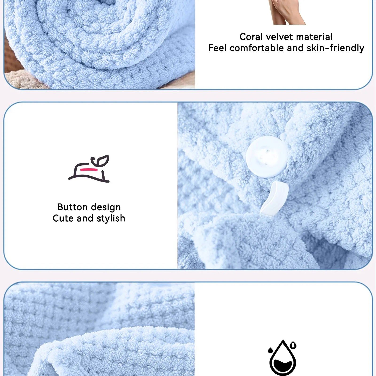 Alileader Microfiber Hair Towel Wrap Super Absorbent Turban Coral Velvet Hair Dry Hat Caps Hair Towels For Women Curly Long Hair