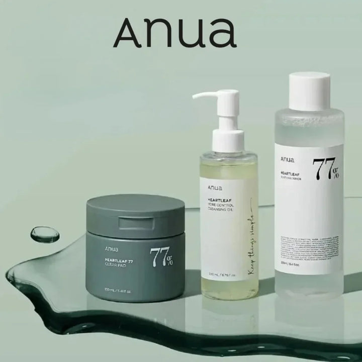 Anua Korean Skin Care Products Sets Heartleaf 77% Clear Pad 70 EA Deep Clean Gentle Heartleaf Cleansing Oil Remove Acne 200ml