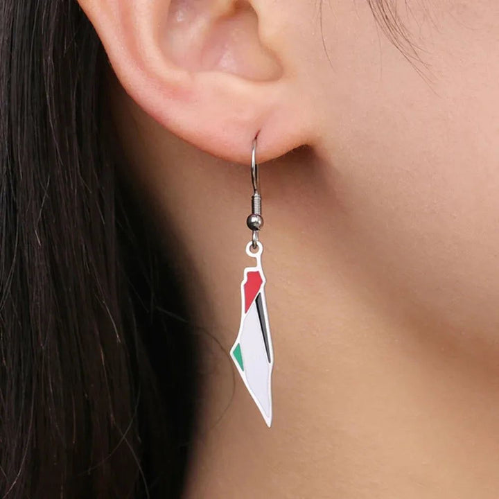 My Shape Palestine Map Drop Earrings for Women Stainless Steel Map Palestine Country Dangle Earrings Fashion Jewelry Wholesale