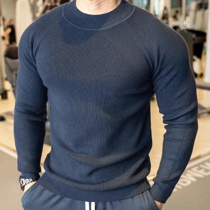2025 Spring Autumn Casual Slim Bottoming Tees Mens Trendy Solid Color Long Sleeve Crew Neck Sweaters For Men Fashion Jumper Tops