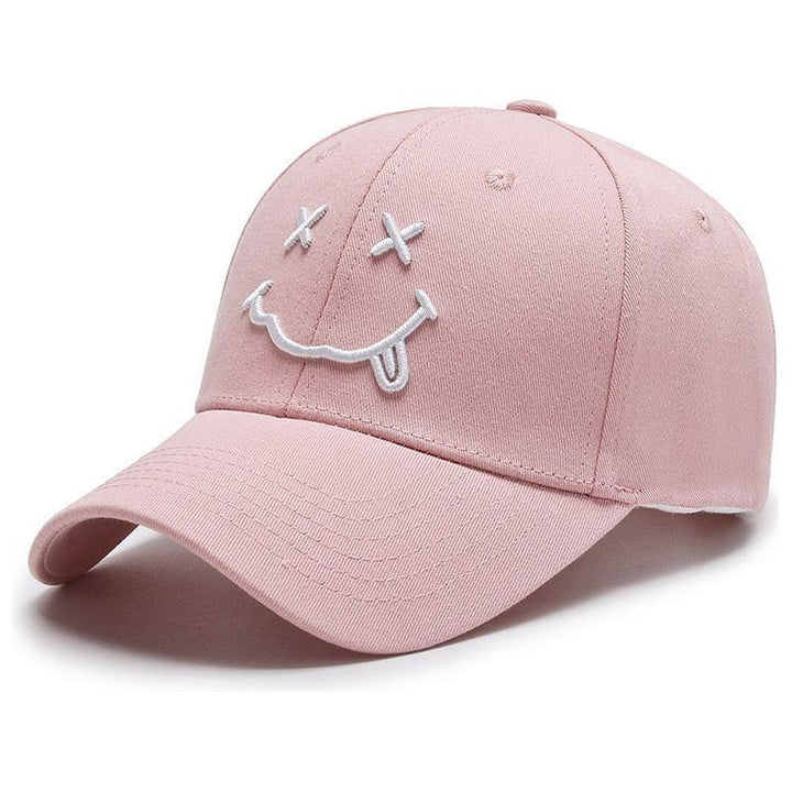 Smile Face Embroidery Baseball Caps Kpop Black Cotton Adjustable Snapback - Jointcorp