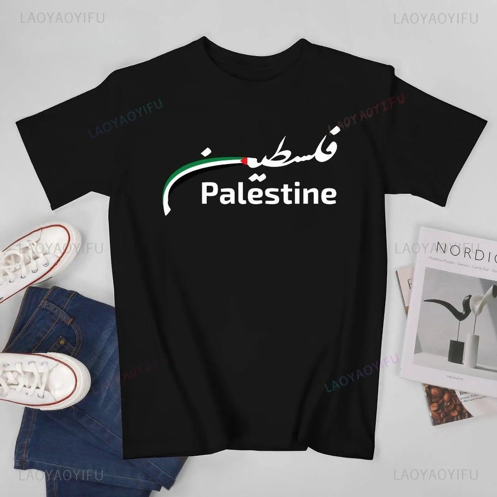Unisex Men Palestinian Palestine Flag High Quality Cotton Tshirt Printed T-shirt Man Shirts Women Boys Summer Outdoors T-Shirt