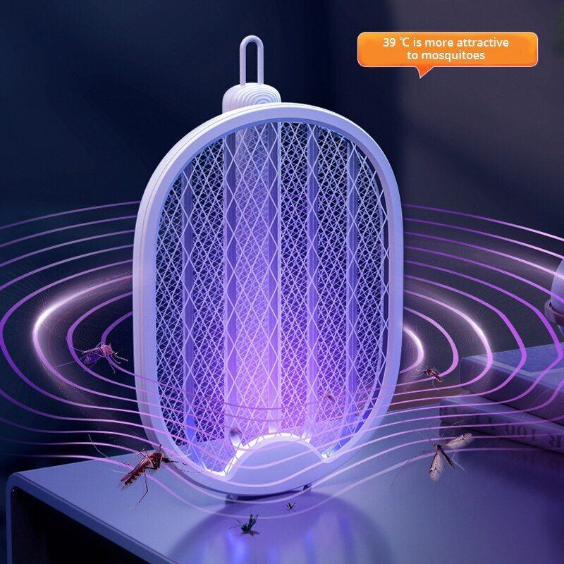New Mosquito Killer Lamp USB Rechargeable Electric Foldable Mosquito Killer Racket Fly Swatter 3000V Repellent Lamp