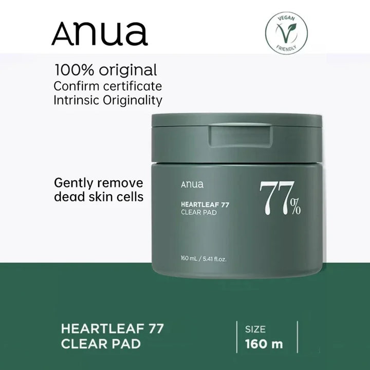 Anua Heartleaf (Centella) 77 Clear Pad 70 EA Deep Clean  Oil Control Acne Remover Pore Minimizer ANUA Korea skincare toner