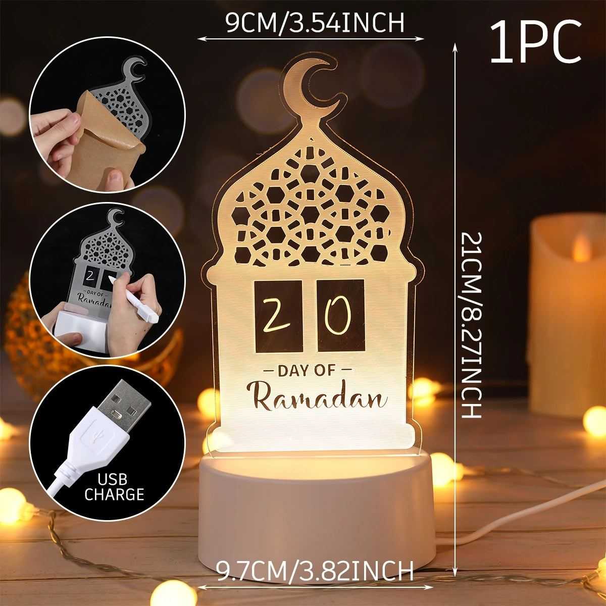 Ramadan Kareem Lights Eid Mubarak Table Lamps Ramadan Decoration For Home 2025 Islamic Muslim Party Decor Eid Al Adha Gifts