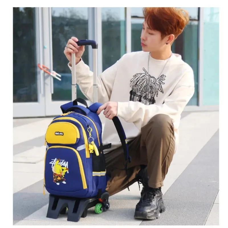 TAKARATOMY Backpack Trolley School Bag Stairs Climbing Student Lightening Backpack Travel Bag Laptop Bag Bookware Storage Bag