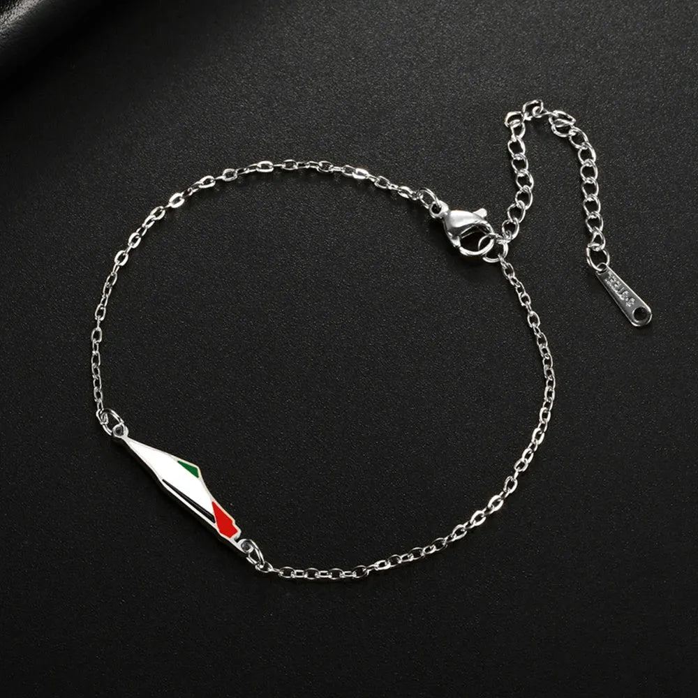 My Shape Palestine Map Flag Charms Bracelets for Women Stainless Steel Palestine Country Geography Map Pendant Bangle Jewelry