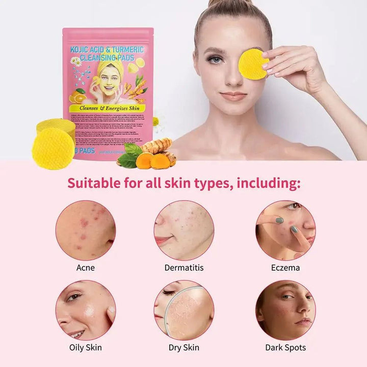 Turmeric Kojic Acid Cleansing Pads Oil Control Facial Sponges Keratin Exfoliating Pads Daily Cleansing For Skin Care Product