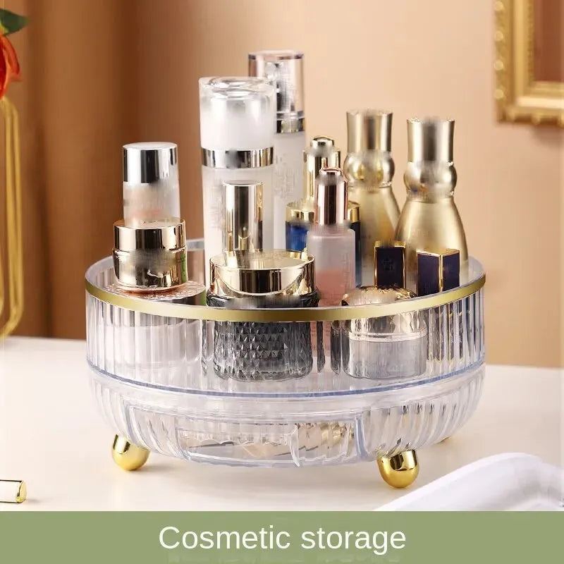 New Kitchen Rotating Condiment Storage Rack Condiment Round Multifunctional Double-layer Arrangement Storage Rack Fruit Tray