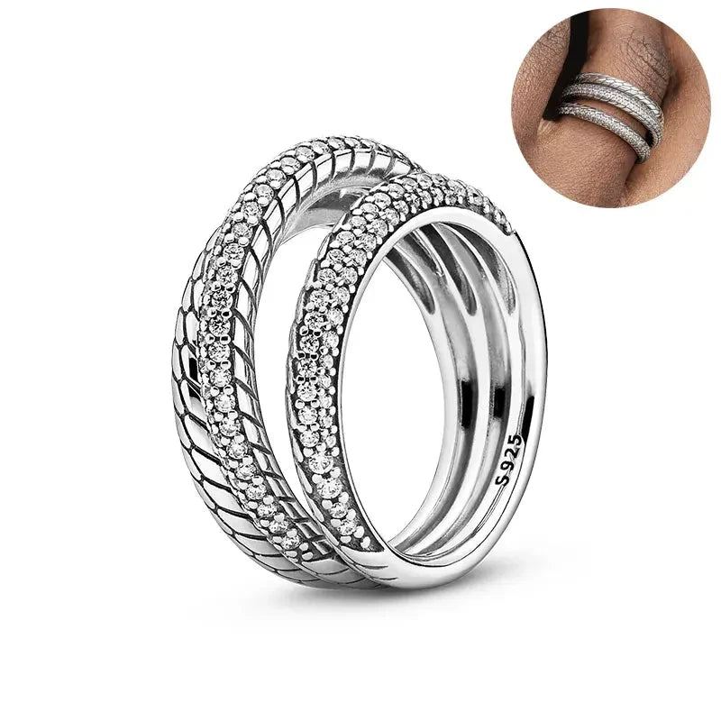 Sterling Silver Cocktail Ring Geometric Cubic Zircon for Women