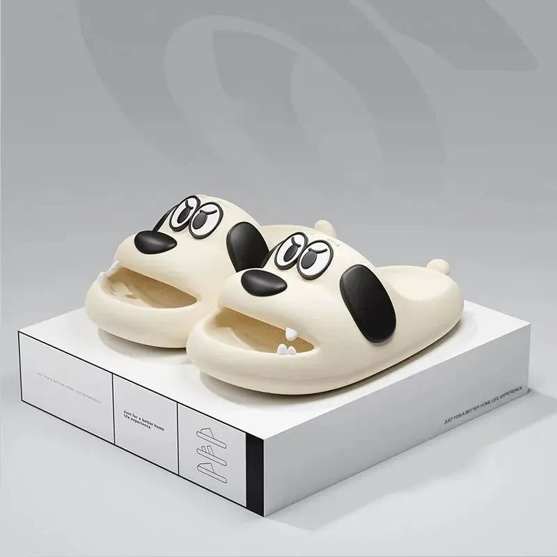 Feslishoet Catroon Dog Thick Slippers Soled Non Slip Slides Bathroom Summer Comfy Shoes Indoor and Outdoor