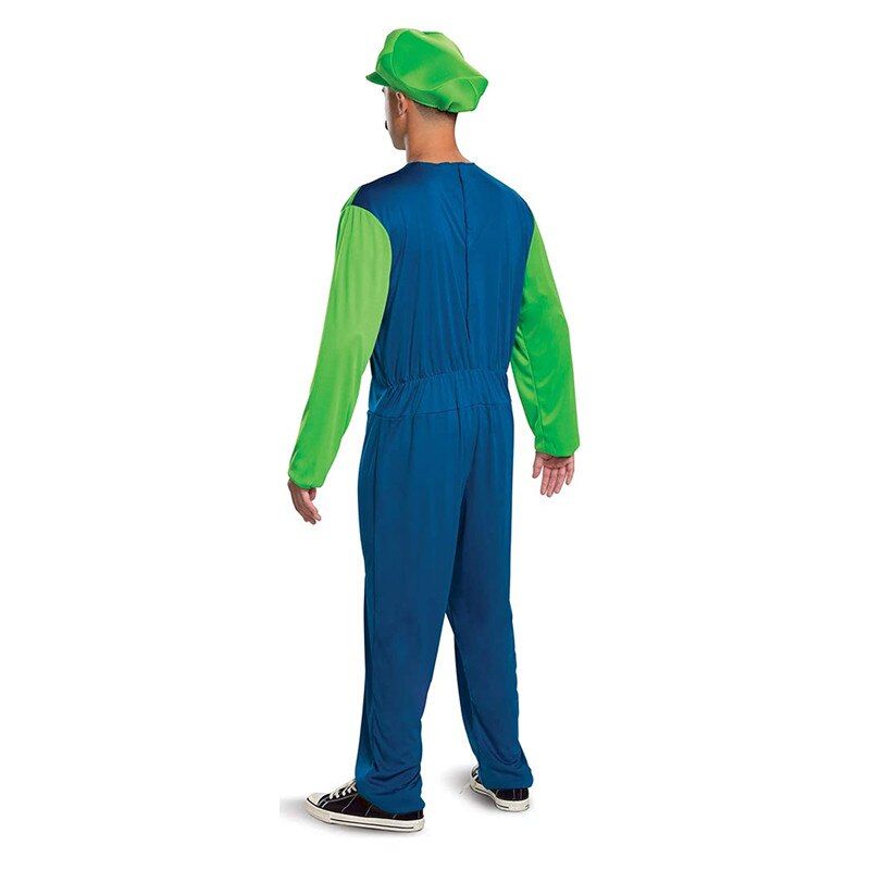 Super Mario Bros Adult Costume with Hat and Mustache Disguise Mens Mario Costume Funny Festival Cosplay Costumes