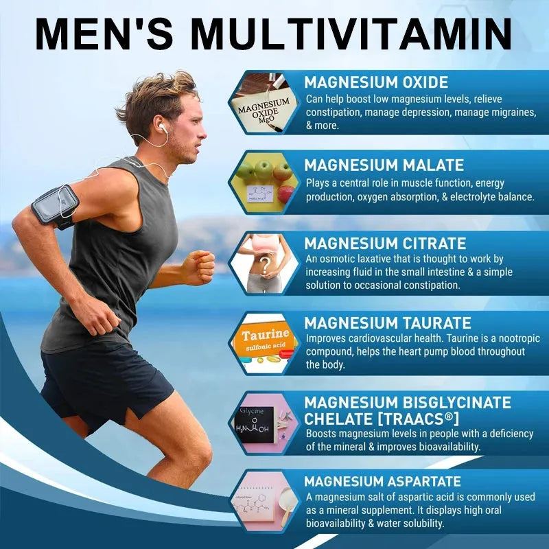 Bcuelov Daily Complete Vitamins & Minerals - Men's Health, Skin & Hair, Stamina Immune System