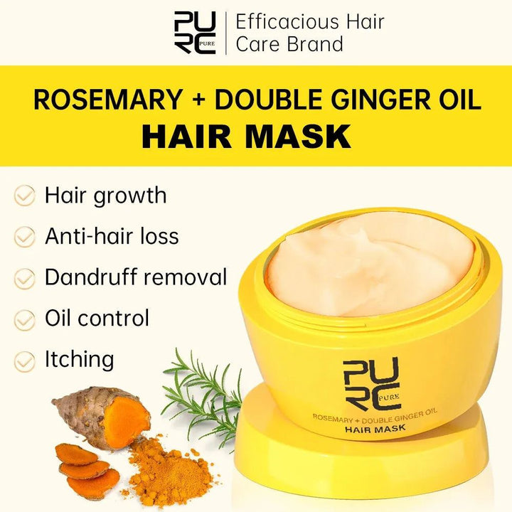 PURC Ginger Hair Mask Rosemary Oil Hair Loss Treatment Smoothing Soft Repair Damaged Hair Care Products