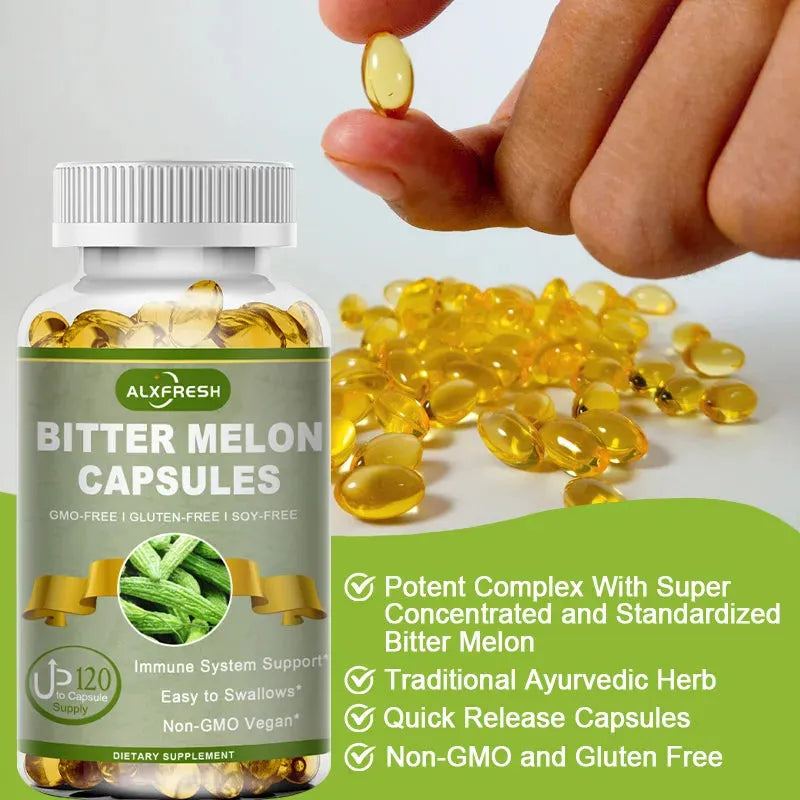 Alxfresh Bitter Melon 2500mg | Non-GMO Vegan Gluten-free | Health Nutrition Supplement for Adult Old People