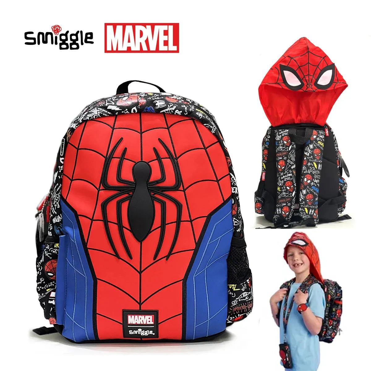 MINISO Marvel Children's Schoolbag Smiggle Backpack for Boy 7-16 years 16 inch Waterproof Student Lunch Bag Lovely Pencil Case
