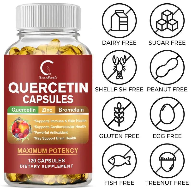 GPGP Greenpeople Quercetin Capsule Vitamin C+ Zinc For Antioxidant Anti-tumor Antitussive Chronic Bronchitis Chest Tightness