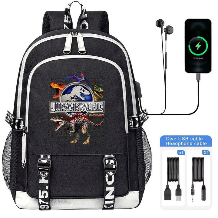Jurassic World Indominus Rex Hybrid Predator Boy Girl Backpack Kids USB Book Bag Men large capacity Traveling Backpack