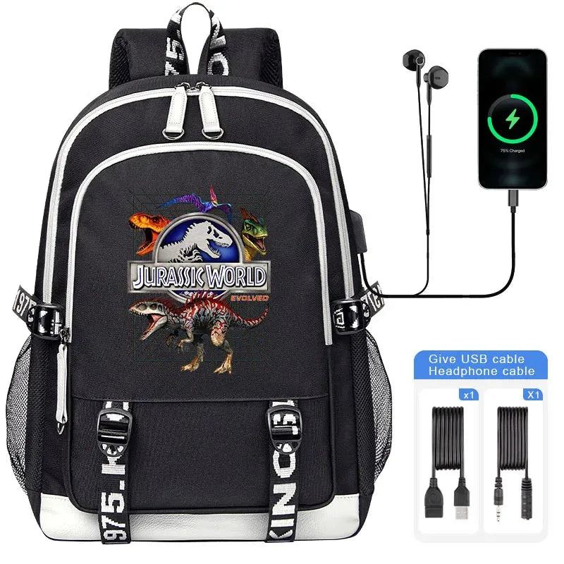 Jurassic World Indominus Rex Hybrid Predator Boy Girl Backpack Kids USB Book Bag Men large capacity Traveling Backpack