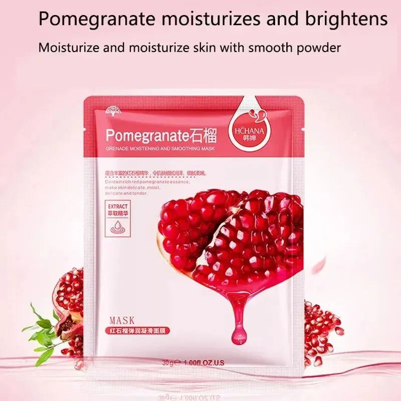 12PCS Honey Facial Mask Blueberry Pomegranate Aloe Plant Algae Facial Mask Moisturizing&Shrinking Pore Cosmetics skin care