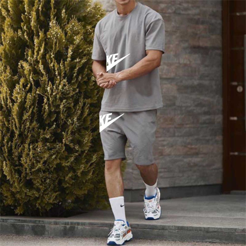 Cotton sports men's short + t-shirt sleeve two-piece set summer fashion - Jointcorp