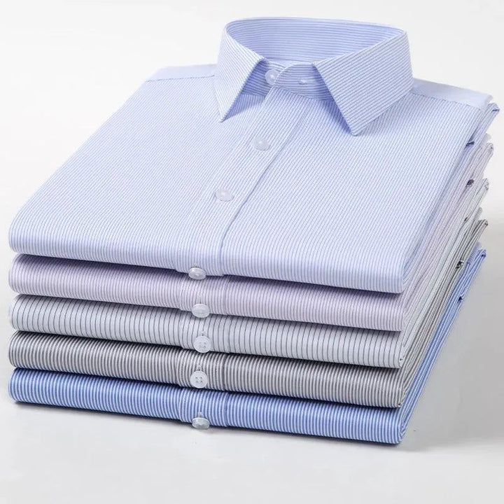 Quality Elasticity Anti-Wrinkle Men Shirt Long Sleeves Dress Shirts For Men Slim Fit Camisa Social Business Blouse White Shirt