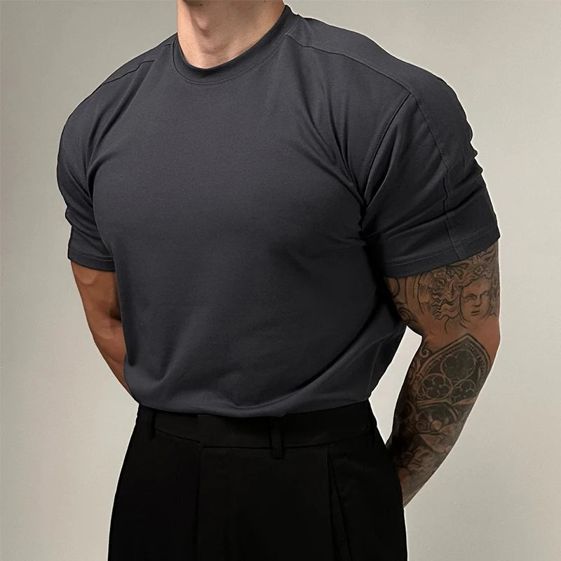 2024 Summer New Mens T-shirts Pure Cotton Breathable Slim Short Sleeve O Neck Bottoming T Shirt Streetwear Men Casual Pullovers