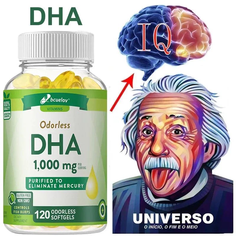 Bcuelov High IQ Brain Booster Supplement DHA Vitamin Capsules Improve Memory Mental Focus Nerve Energy and IQ Spirit