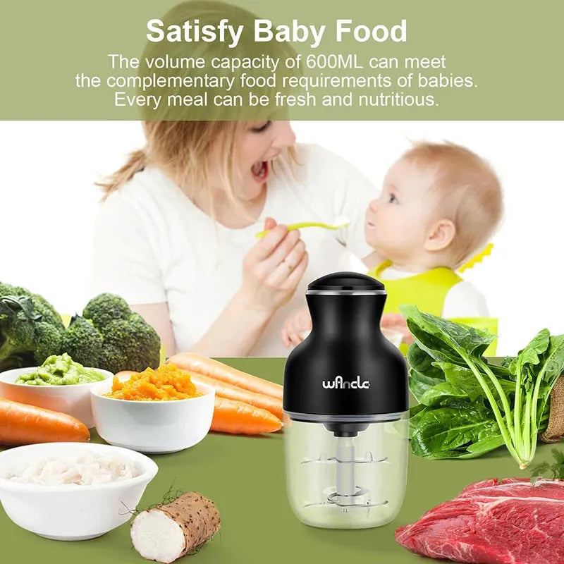 Wancle 0.6L Household Meat Grinder Food Processor Stainless Steel Blade 350W High Power Vegetable Fruit Chopper Kitchen Grinder