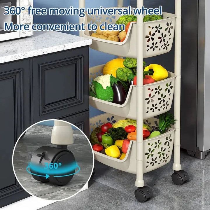 Kitchen Storage Rack Floor Mounted Multilayer Fruit And Vegetable Basket Household Removable Snack Toy Storage Artifact