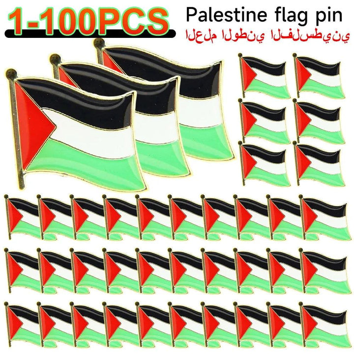 1-100PCS Palestine FLAG BADGE Stainless Steel Palestineflag Pin Lapel Badge Backpack Icon