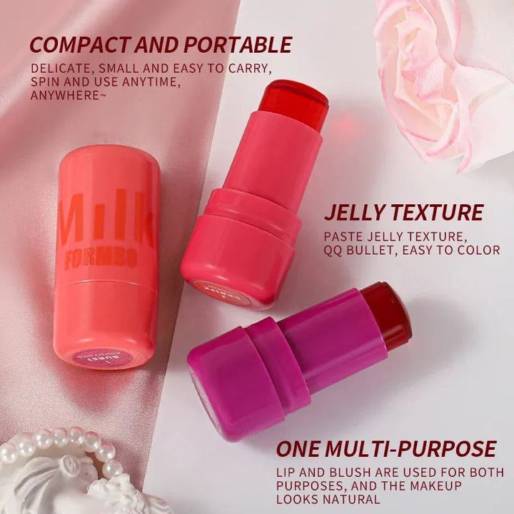Matte Milk Jelly Powder Blusher Three In One Moisturizing Lip Color Cheek Color Lipstick Lip Gloss Cosmetics