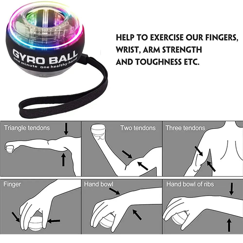 LED Wrist Power Trainer Ball Self-starting Gyro ball Powerball Arm Hand Muscle Force Fitness Exercise Equipment Strengthener