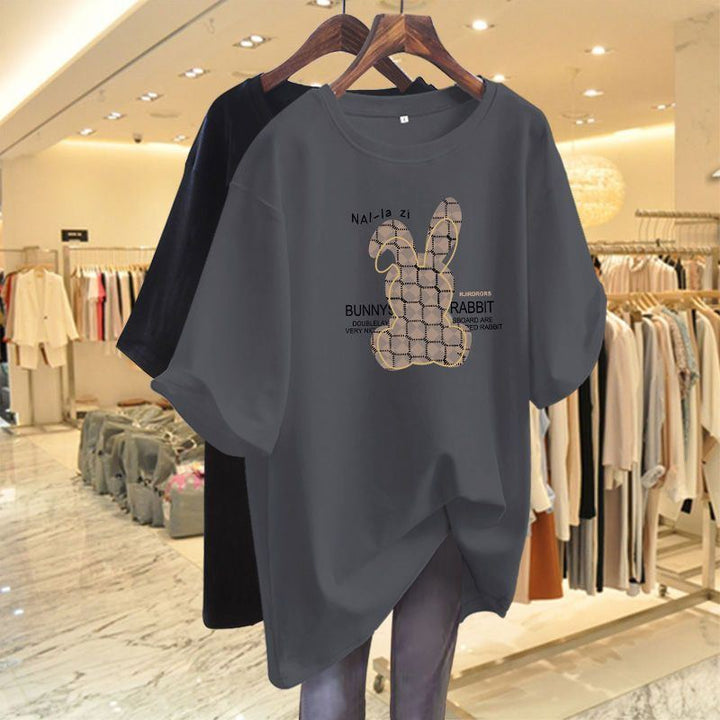 Women Clothing Printed Cartoon T-shirt Summer Plus Size Top Short Sleeve Causal Basic All Cotton Tees Pullovers - Jointcorp