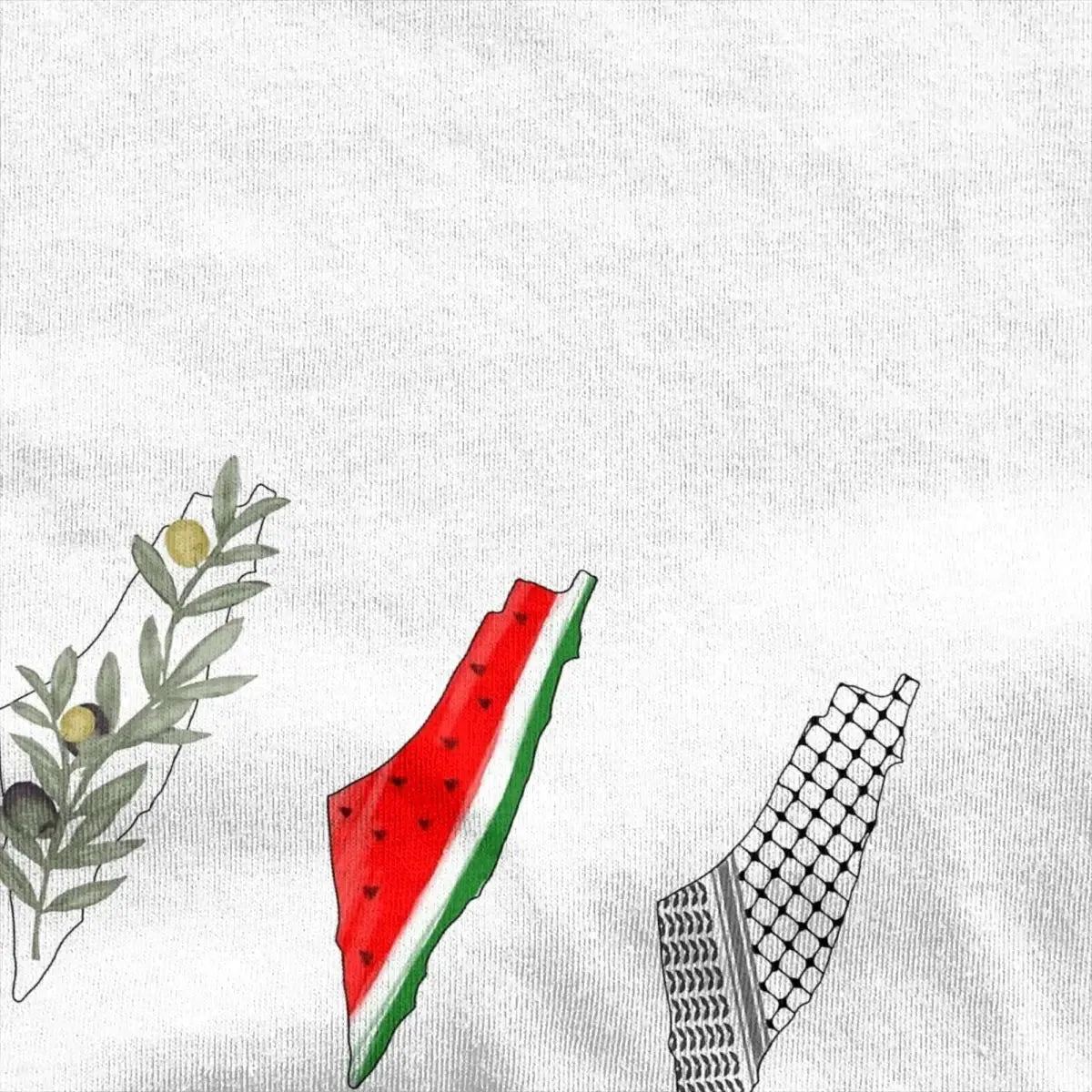 3 Palestine Maps T-Shirt For Men Women Cotton Clothing Vintage Watermelon Palestinian Round Neck Short Sleeve
