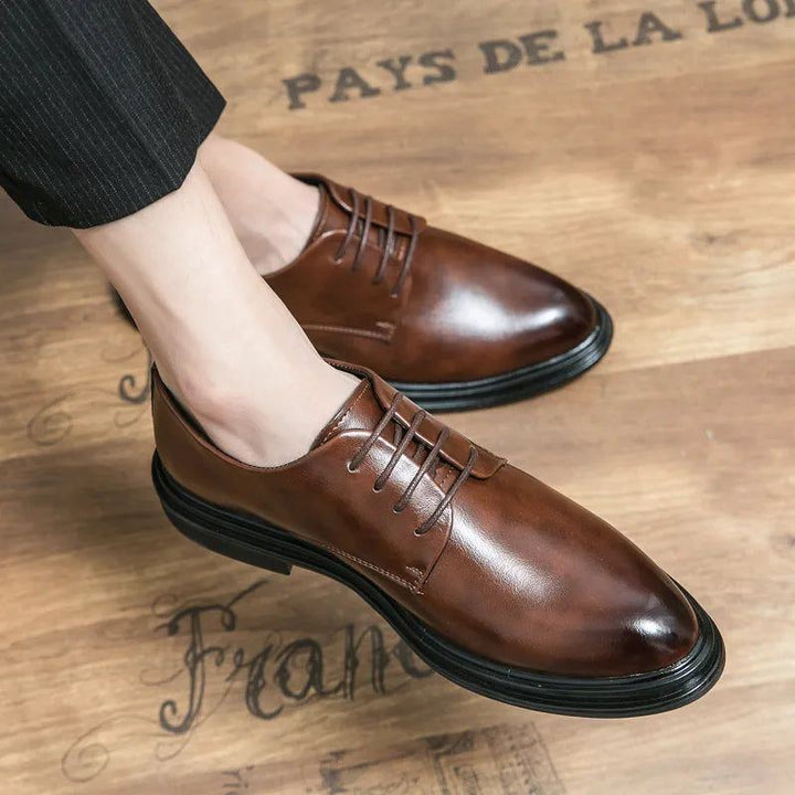 Men's Dress Shoes Leather Fashion Derby Shoes Classic Casual Business Wedding Footwear Lace-up British Style Male Formal Shoe