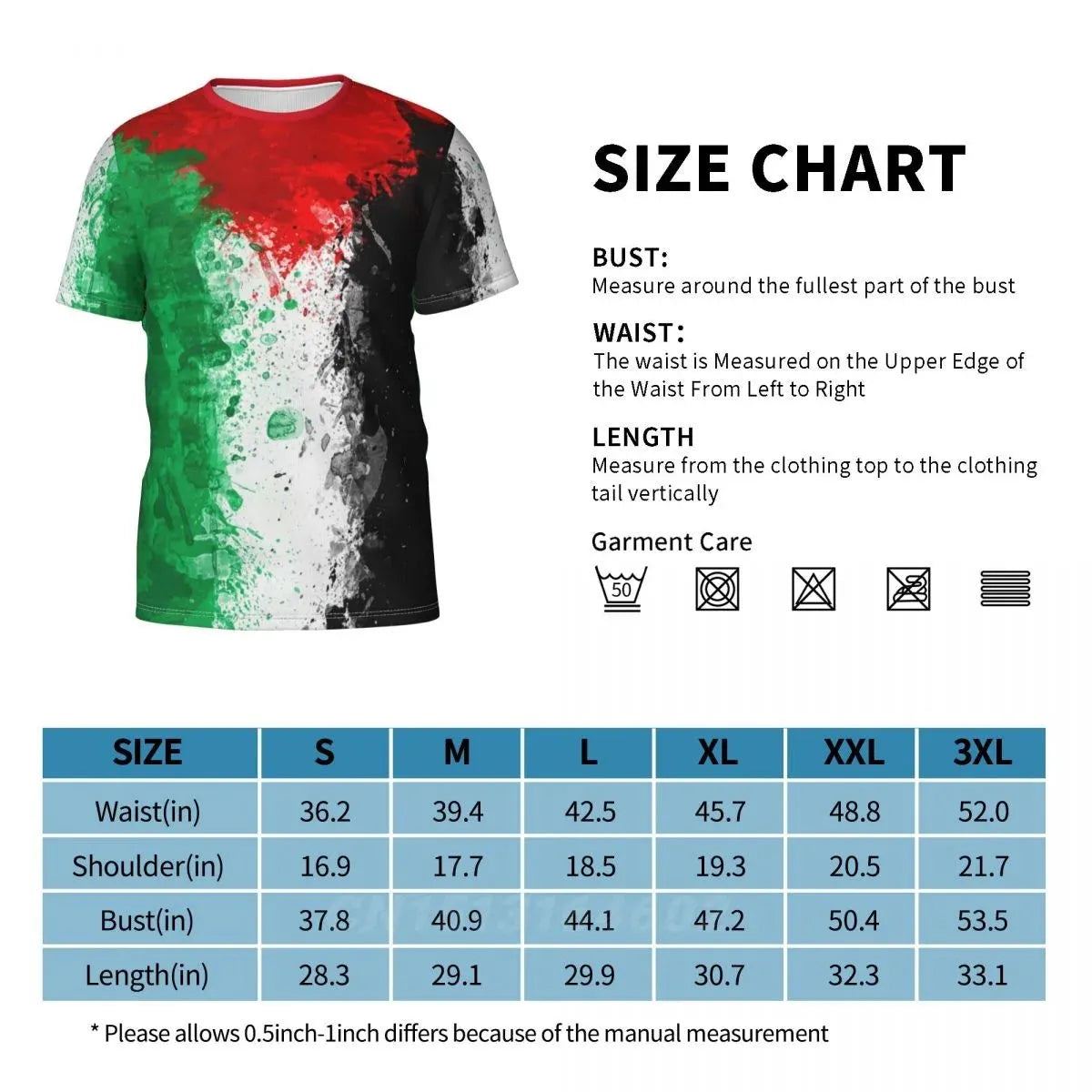 2024 Palestine Flag Oil Painting Fashion 3D T-shirts Clothes T shirt Men Women Unisex Tees Tops For Gift US Size