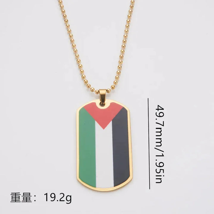 HNSP Palestine Flag Stainless Steel Pendant Chain Necklace For Men Jewelry Palestine Series Product Accessories