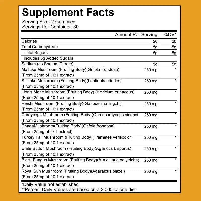 Mulittea High Absorption Mushroom Complex Supplements  with Lion's Mane Reishi Cordyceps Chaga Turkey Tail for Memory & Focus