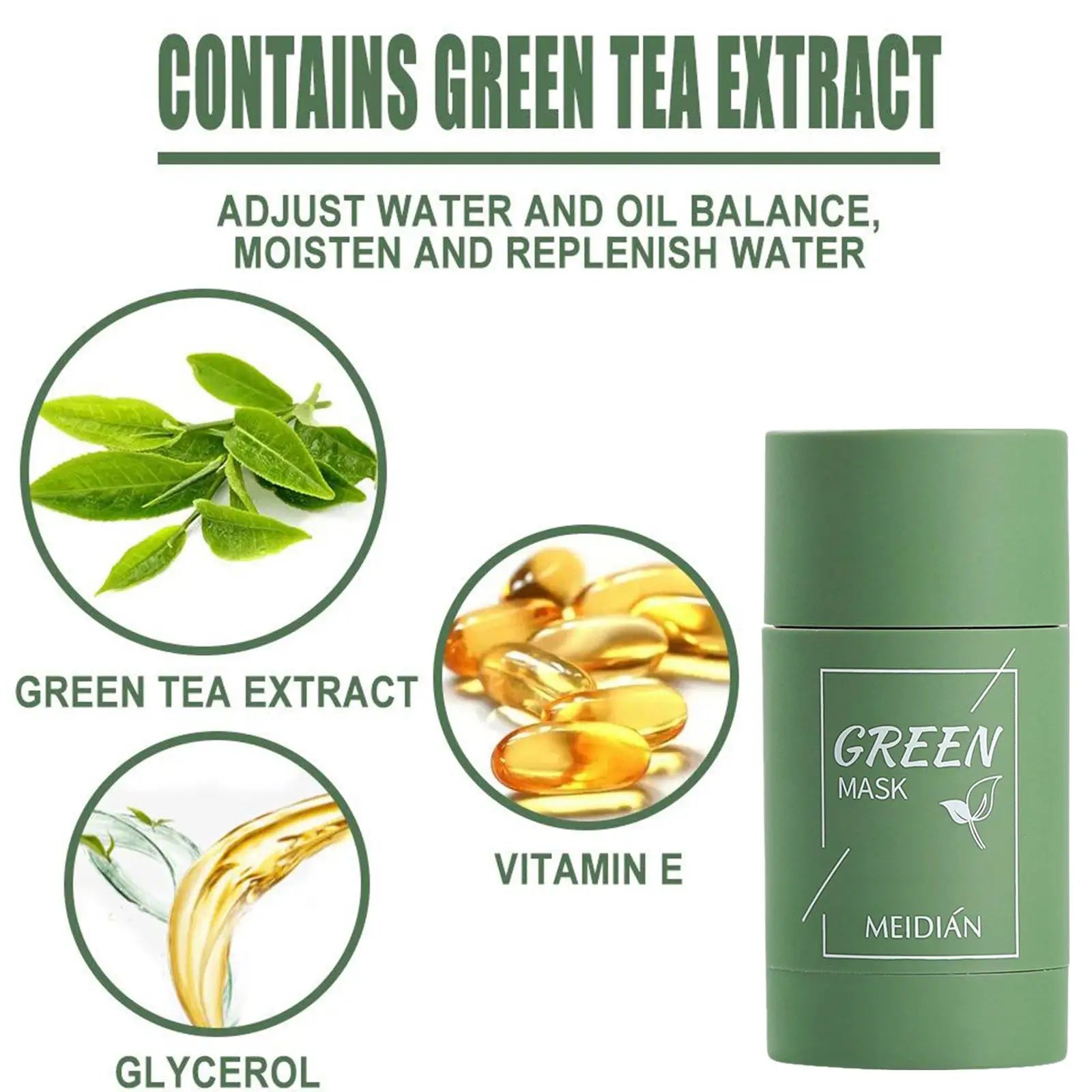 40ml Remove Blackhead Green Tea Solid Mask Clean Stick Mask Facial Dispel Acne Blemish Shrink Pores Korean Skin Care Multipack