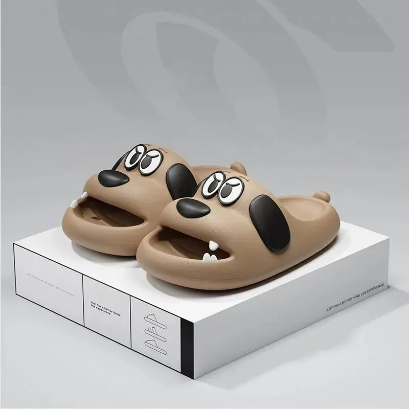Feslishoet Catroon Dog Thick Slippers Soled Non Slip Slides Bathroom Summer Comfy Shoes Indoor and Outdoor