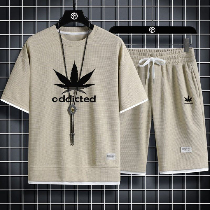 Men's Sportswear Linen Fabric T-shirt and Shorts Two Piece Set - Jointcorp
