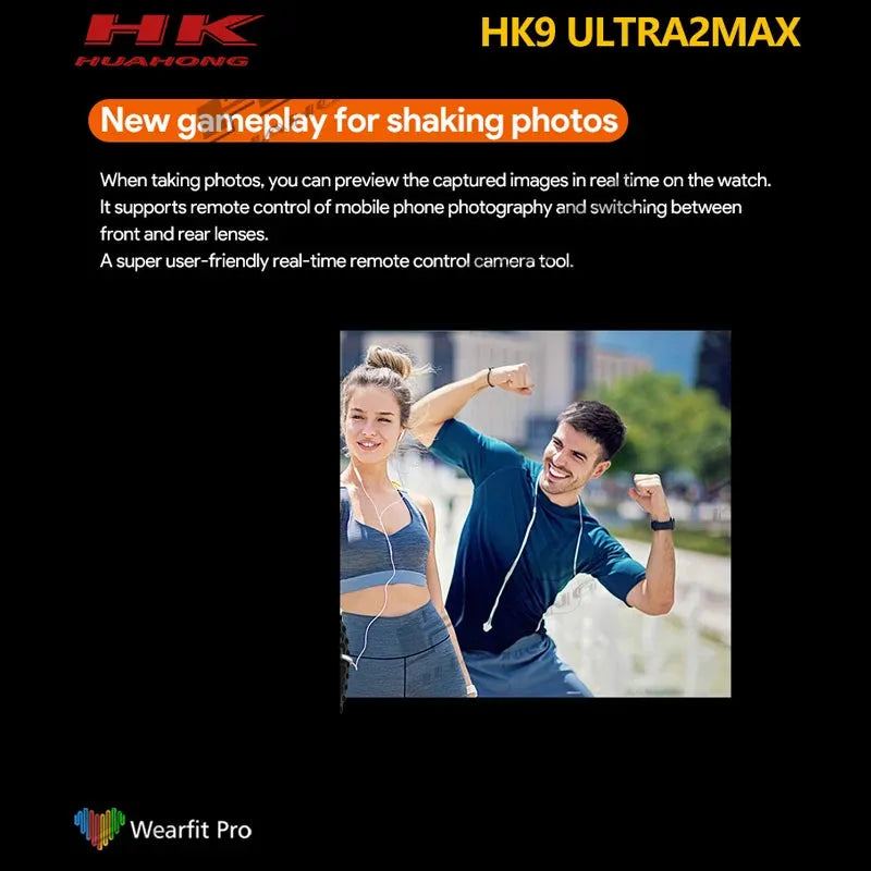 HK9 U2 Max AMOLED ChatGPT Smart Watch Compass 2GB ROM Bluetooth Call IP68 Waterproof Music Album NFC Sports Smartwatch Men Women