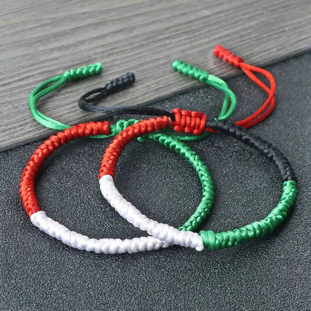 Handmade National Flag Braided Rope Bracelet Palestine Iran Country Flag Color Bangles Chain Adjustable Patriot Pulsera Jewelry