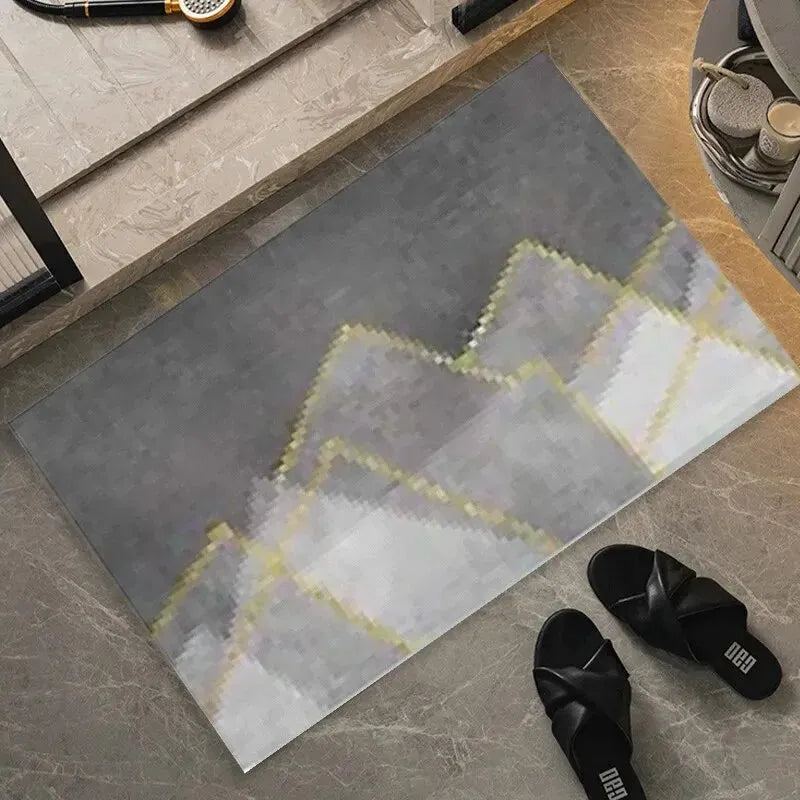 1pc Abstract Vintage Geometric Pattern Indoor Mat, Light Luxury And Stain-resistant Crystal Velvet Area Carpet, Non-slip Floor