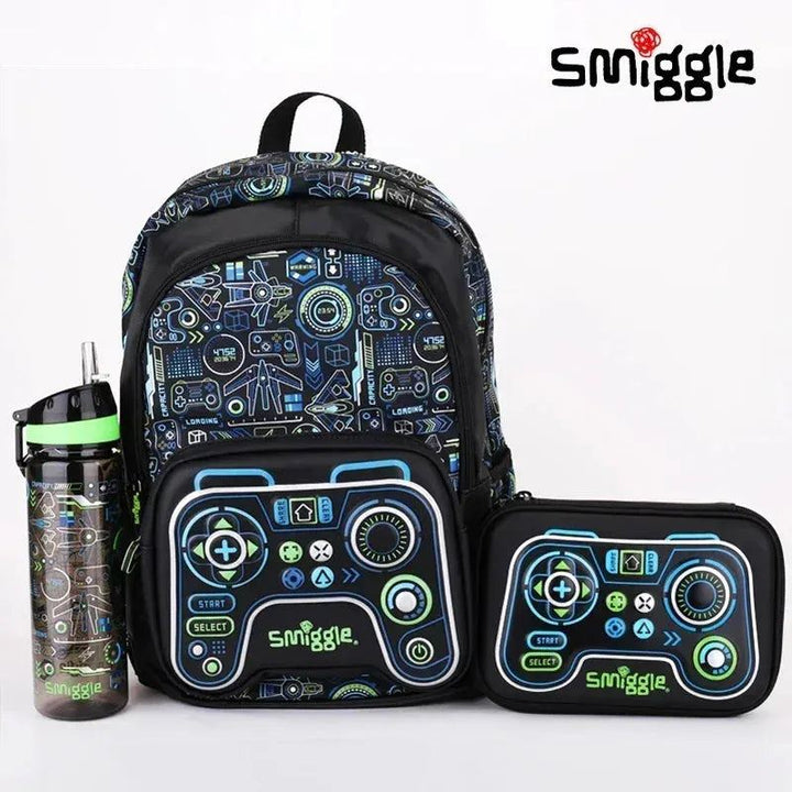 Genuine Australian Smiggle Black Game Controller Backpack Stationery Box Straw Kettle Crossbody Handle Meal Bag Student Gift