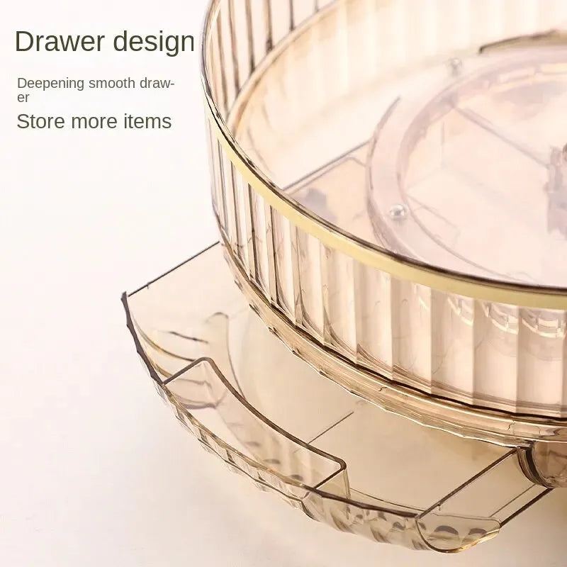 New Kitchen Rotating Condiment Storage Rack Condiment Round Multifunctional Double-layer Arrangement Storage Rack Fruit Tray