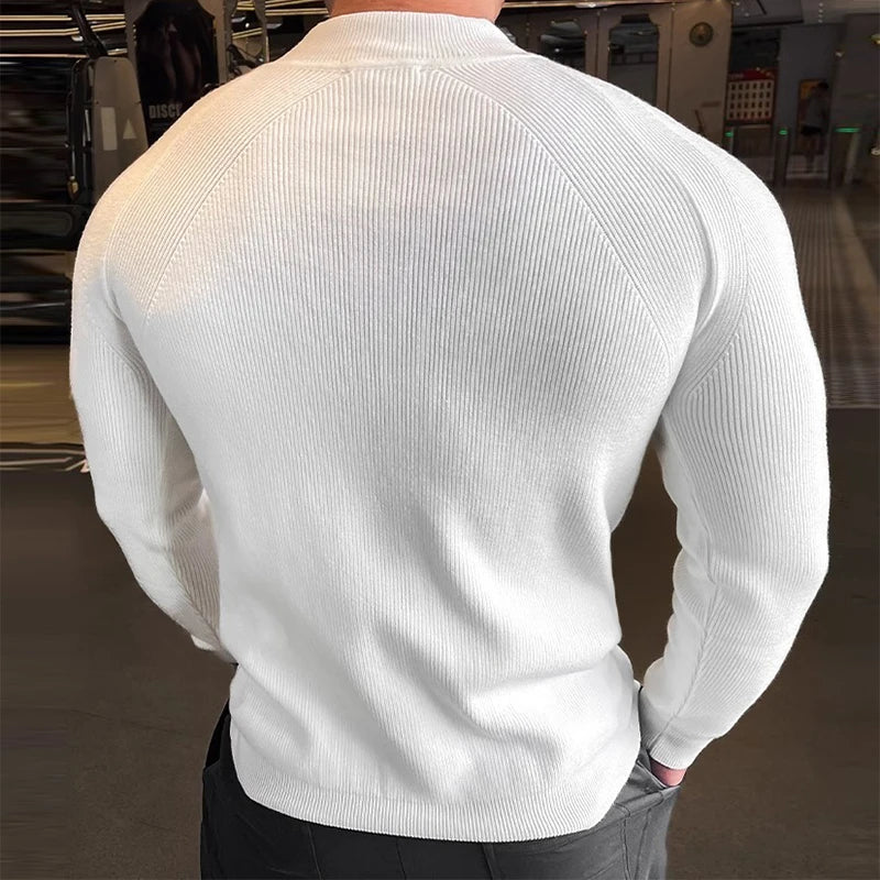 2025 Spring Autumn Casual Slim Bottoming Tees Mens Trendy Solid Color Long Sleeve Crew Neck Sweaters For Men Fashion Jumper Tops